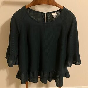 Elegant Dark Green Blouse with Ruffles